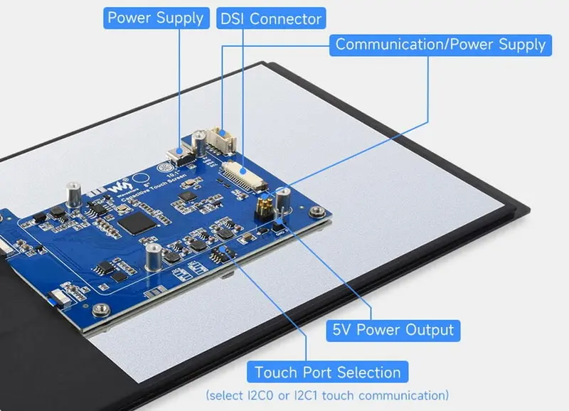 Características de diseño de la pantalla táctil Raspberry Pi 10