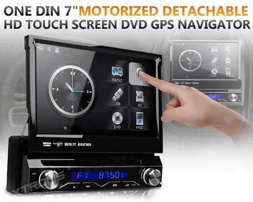 una pantalla táctil HD desmontable motorizada DIN 7 una pantalla táctil HD desmontable motorizada DIN 7