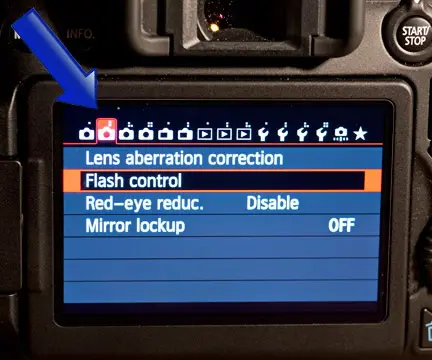 قائمة التحكم في فلاش EOS 70D