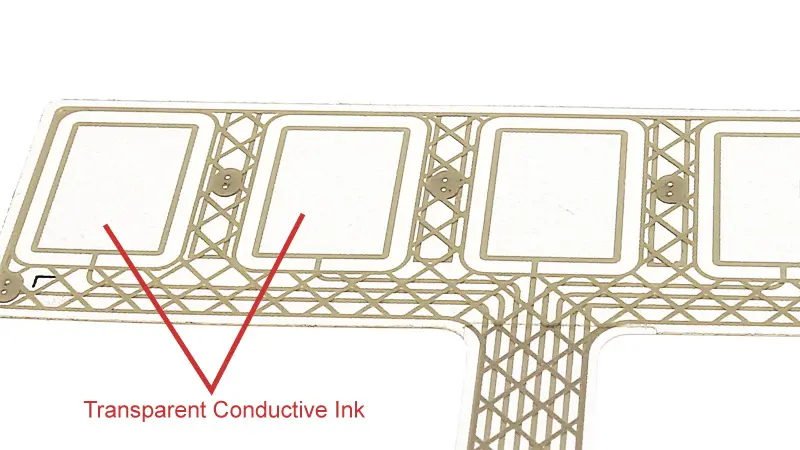 Interruptor táctil capacitivo con tinta conductora transparente