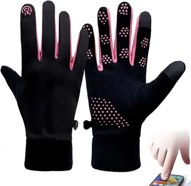 قفازات ميرينو وردية للطقس البارد