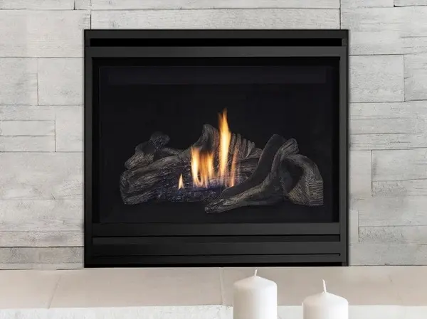 Chimenea de gas natural de ventilación directa trasera de tamaño mediano superior contemporánea con encendido electrónico
