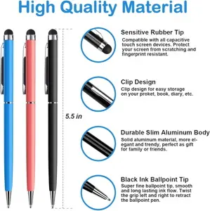 Bolígrafo óptico capacitivo con pantalla táctil con material de alta calidad Bolígrafo de lápiz óptico capacitivo con pantalla táctil con material de alta calidad