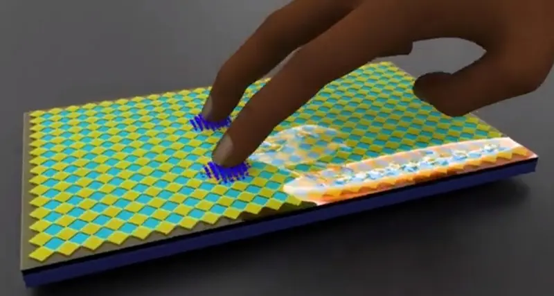 dos dedos tocan en la pantalla capacitve