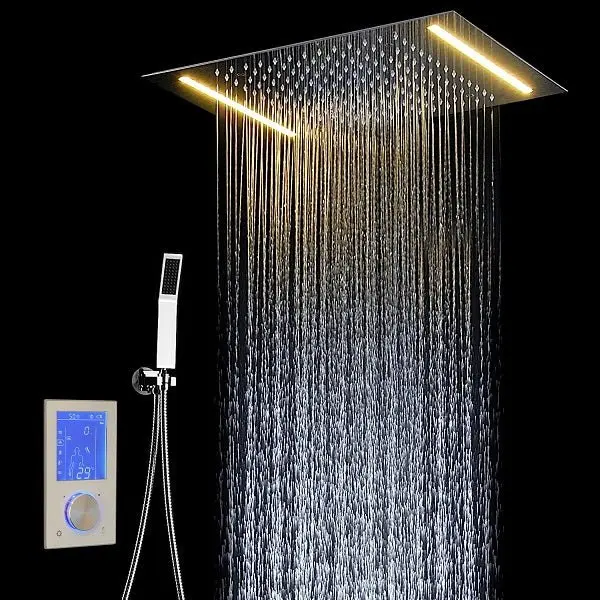 Sistema de ducha LED blanco con pantalla táctil LCD