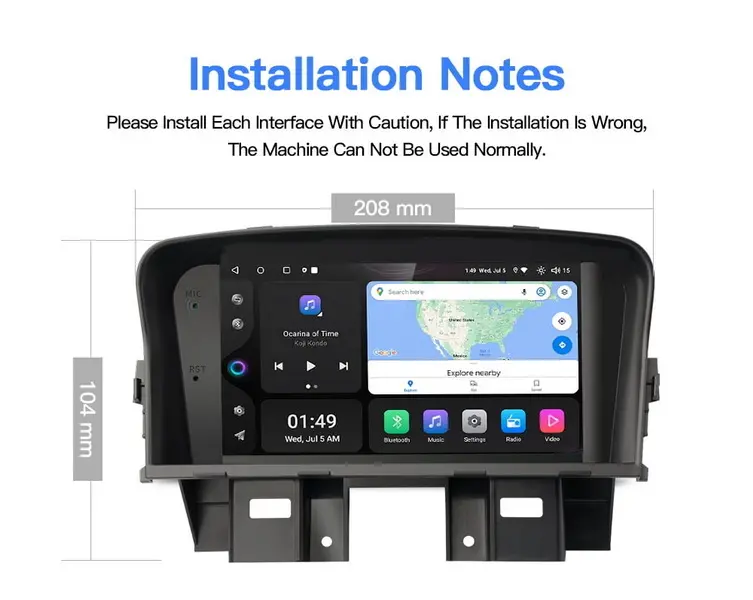 7 Zoll IPS Touchscreen im Tesla-Stil