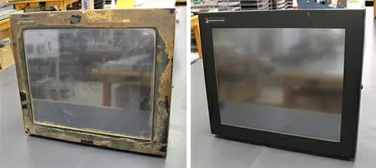 la pantalla táctil industrial antes y después