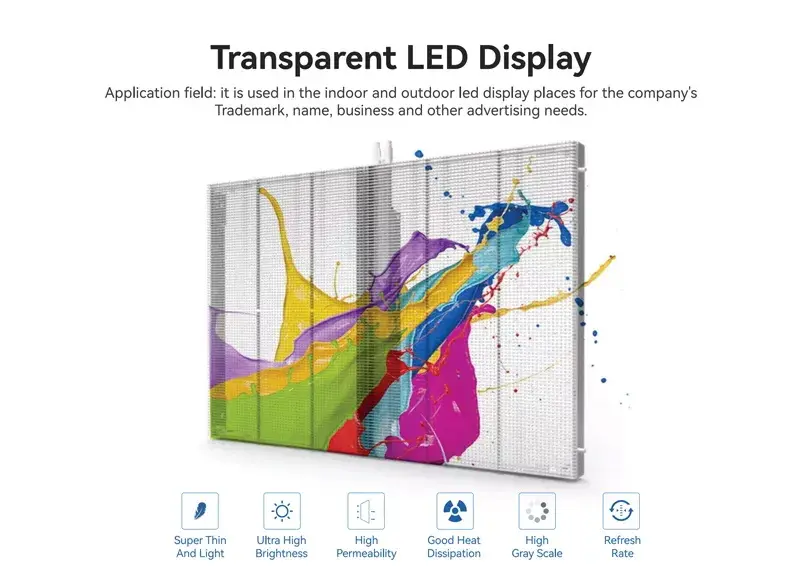 Buena pantalla de disipación de calor Pantalla LED transparente de alta resolución