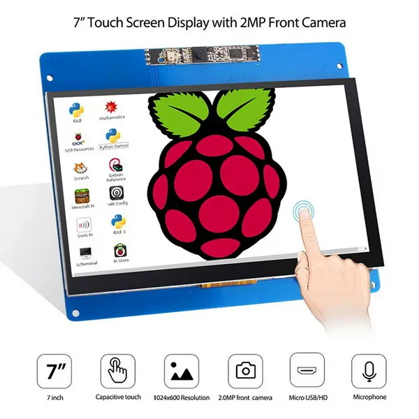 Una pantalla táctil capacitiva de 7 pulgadas con una resolución de 1024x600