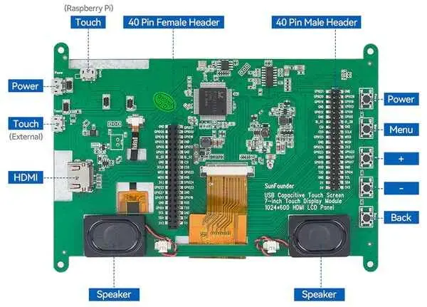 SunFounder TS 7 Pro Pantalla táctil Raspberry Pi de 7 pulgadas SunFounder TS 7 Pro Pantalla táctil Raspberry Pi de 7 pulgadas