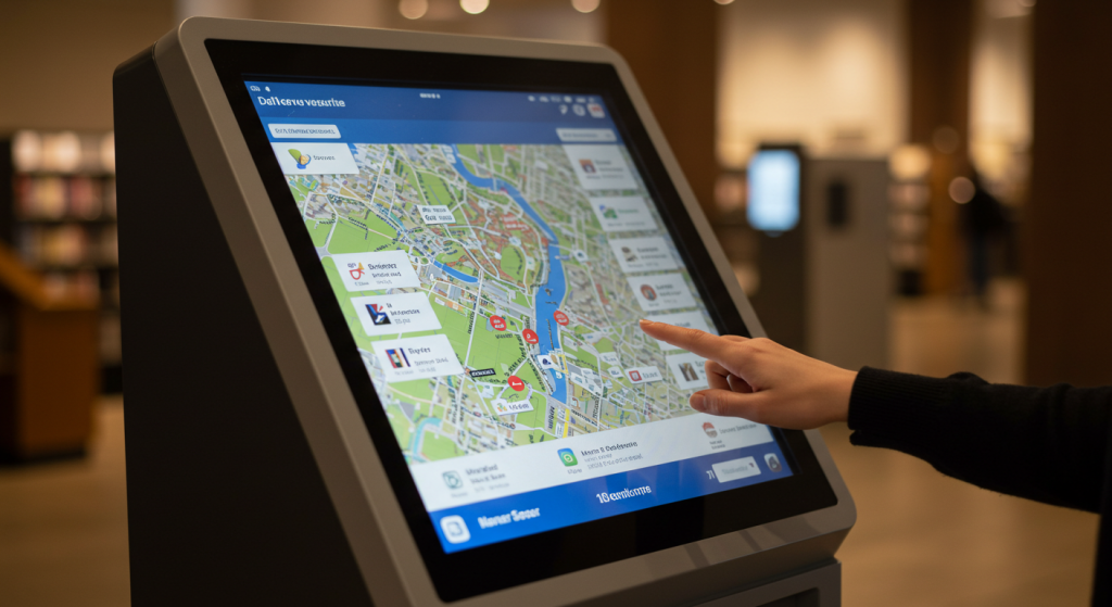 Self-service kiosk touch screen