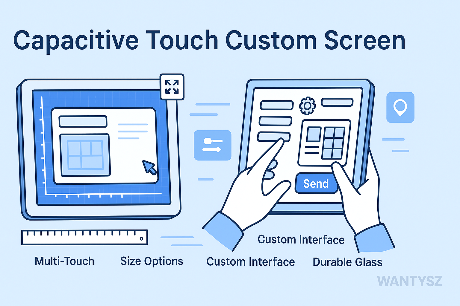 Customized capacitive touch screen panel with unique size or features