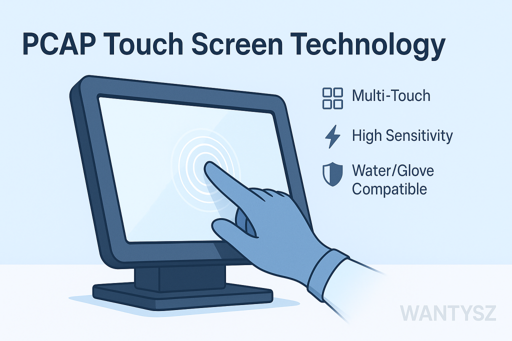 Projected capacitive (PCAP) touch screen close-up image