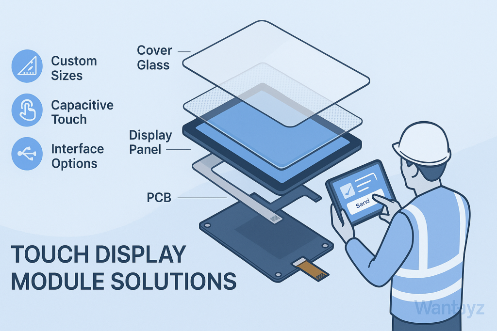 Integrated touch display module with screen and controller board